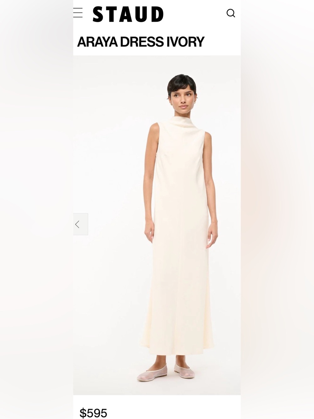 NWT STAUD Araya Maxi Dress in Ivory